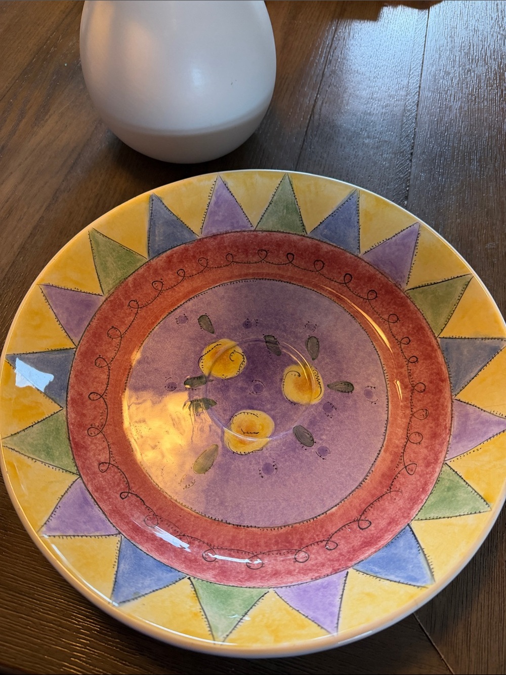 SANGO SUE ZIPKIN THE SWEET SHOPPE CHIP & DIP LARGE BOWL YELLOW, RED & VIOLET